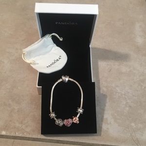 Pandora bracelet with 3 charms